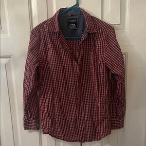 Nautica Boys Red Plaid Button Down Shirt